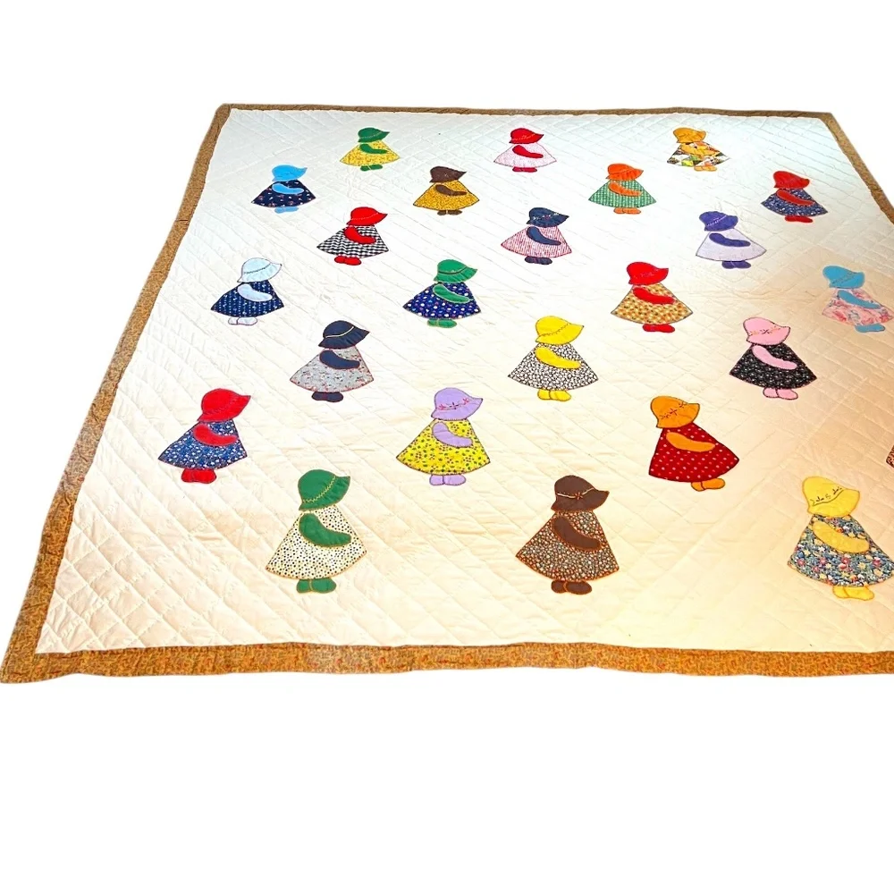 Sunbonnet‎ Vintage Quilt Handmade Applique Quilt Cotton 80
